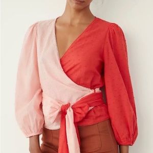 Farm Rio for Anthropologie Swiss Dot Wrap Top